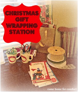 christmas gift wrapping station via come home for comfort