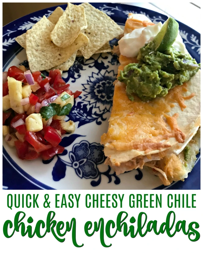 Cheesy Green Chile Chicken Enchiladas